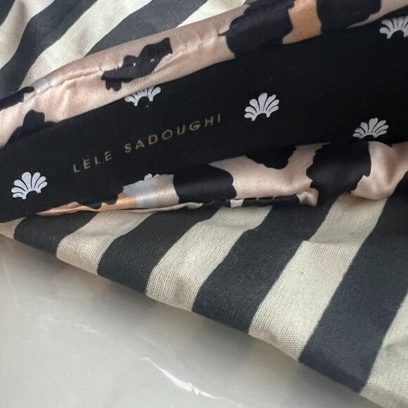 Lele Sadoughi Timeless Iconic Knotted Leopard Silk Headband Gold Logo - Picture 5 of 8